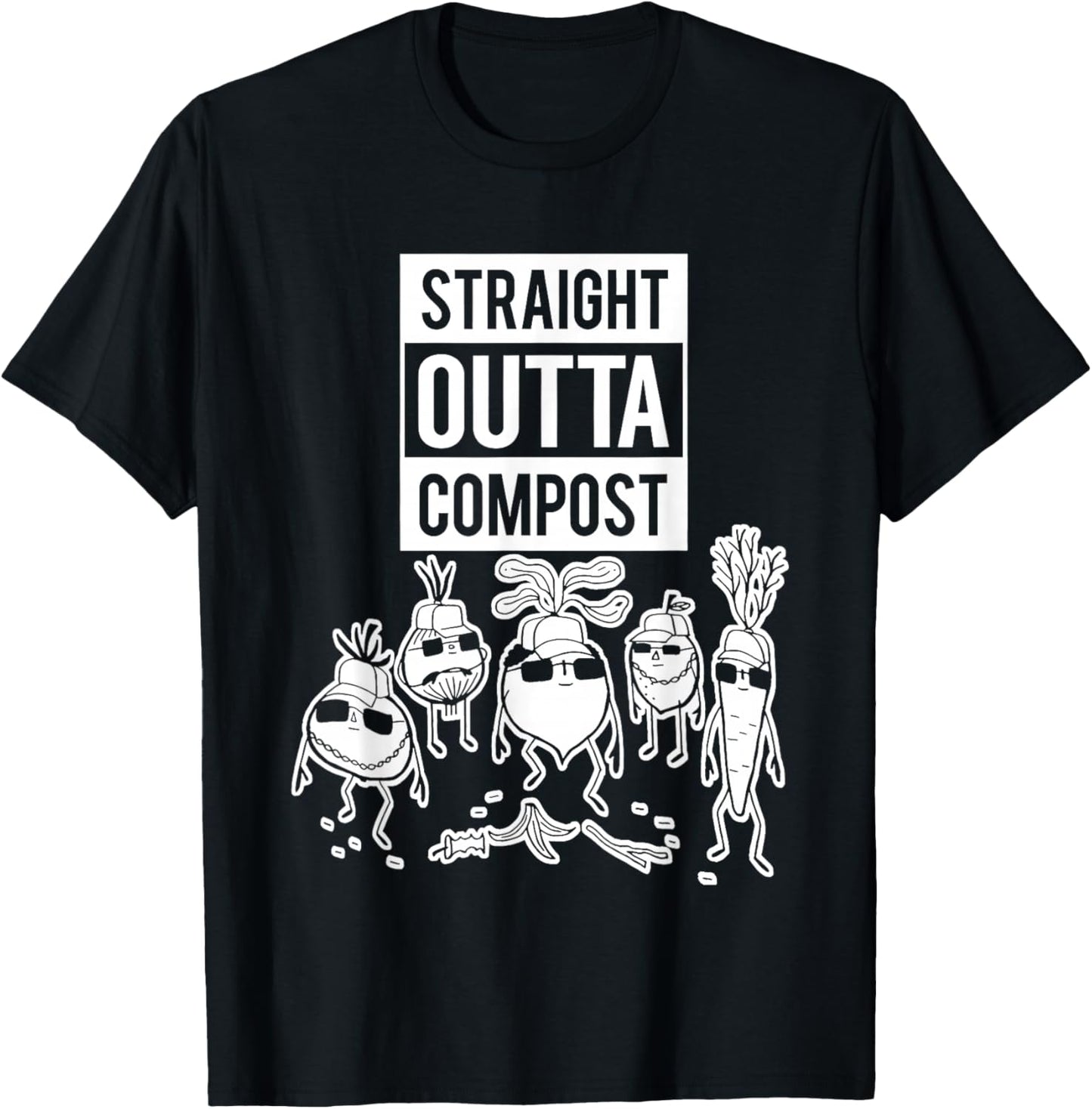 Straight Outta Compost Funny Women T-Shirt - T-Shirt | Black