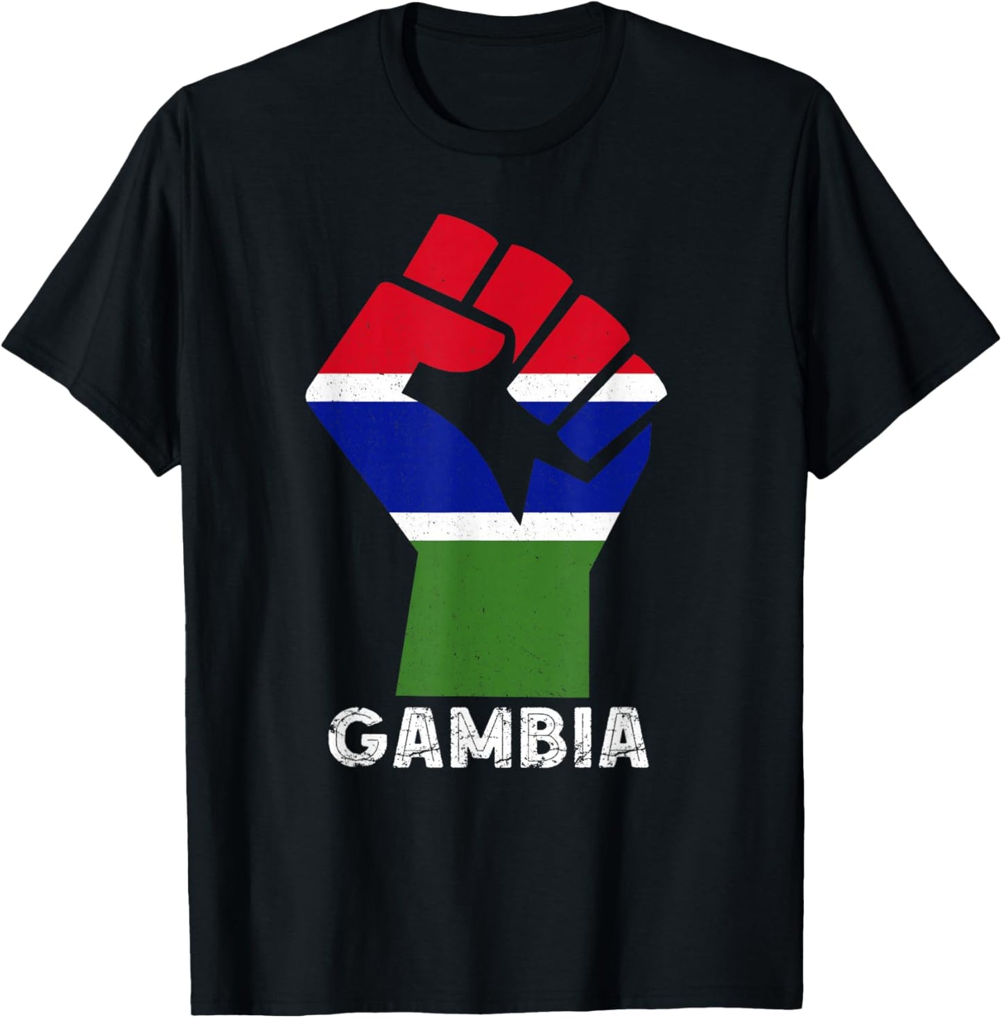 Gambian Pride Handfist Patriotic Gambian Flag Gambia T-Shirt - T-Shirt | Black