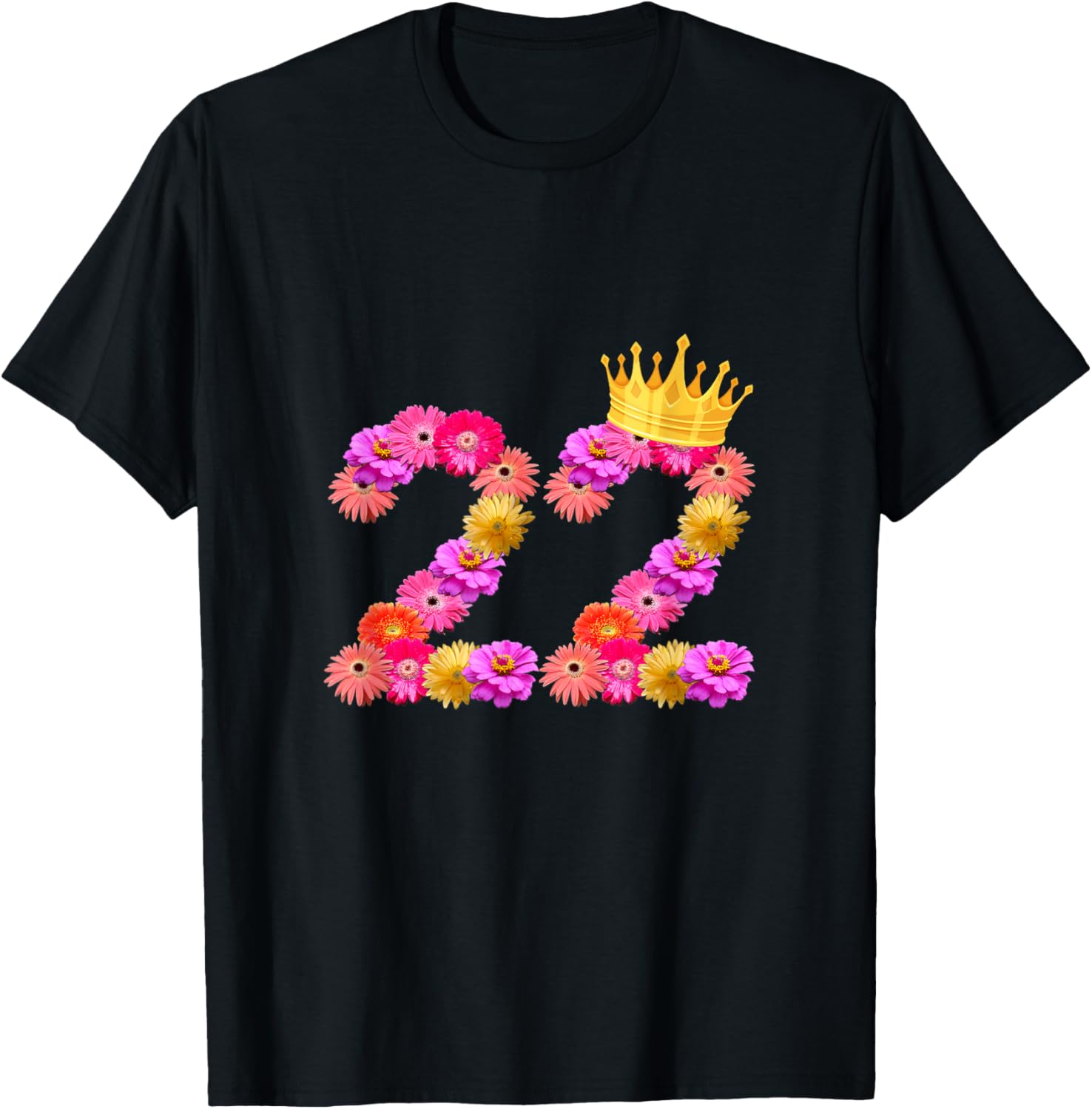22 Year Old Birthday Women Flower Crown Its My 22nd Birthday T-Shirt - T-Shirt | Black