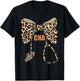 Cute Leopard Stethoscope Coquette Bow CNA Certified Nursing T-Shirt - T-Shirt | Black