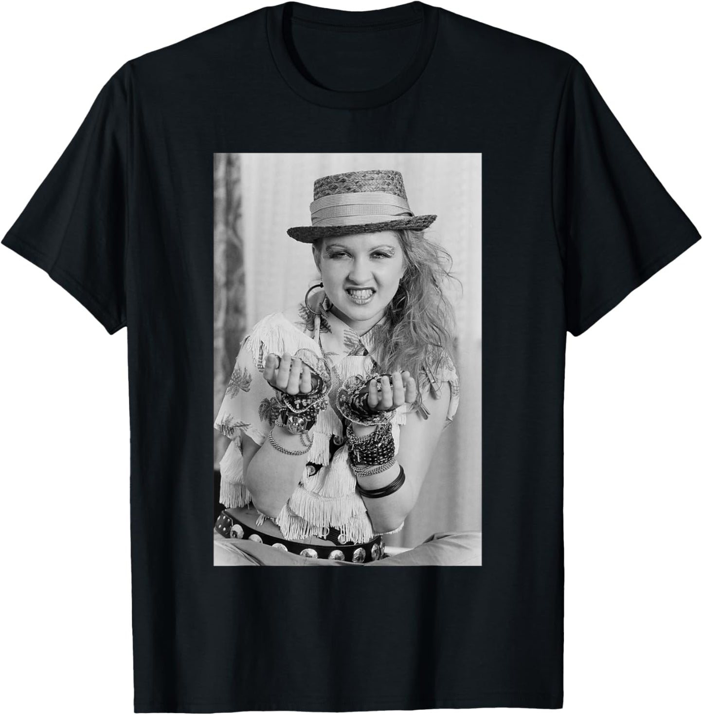 Cyndi Lauper US Pop Star Photo Shoot 1984 T-Shirt - T-Shirt | Black