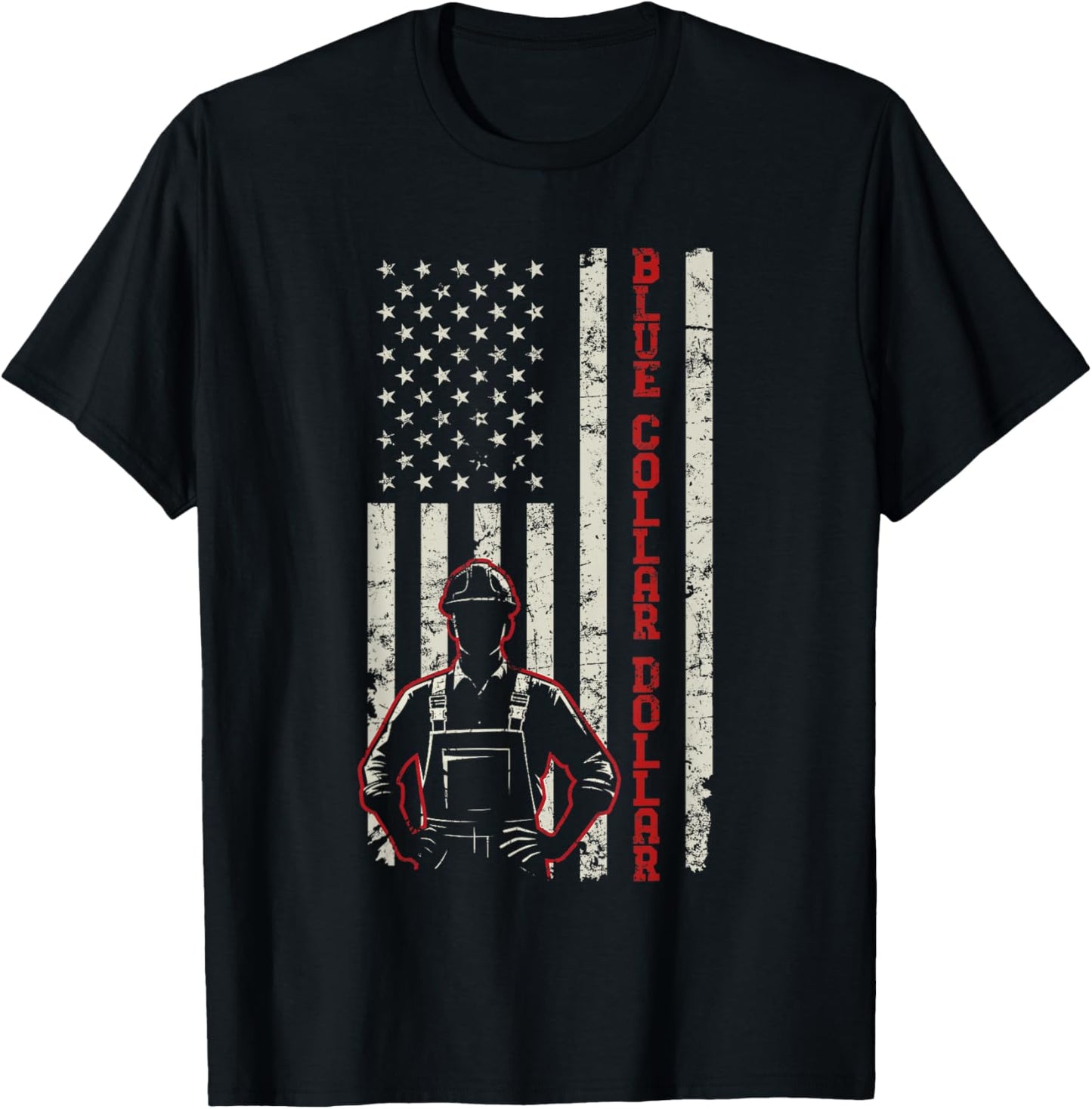American Worker Labor Day Workwear Blue Collar Dollar T-Shirt - T-Shirt | Black