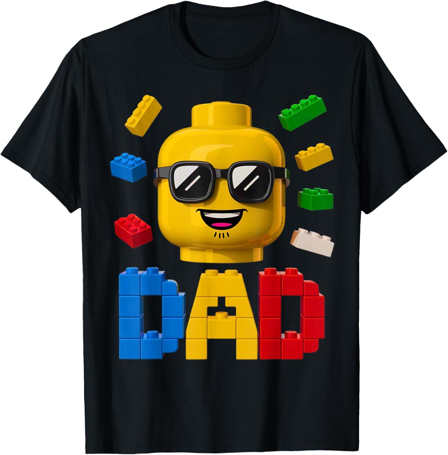 Family Dad Master Builder Building Bricks Blocks Fathers Day T-Shirt - T-Shirt | Black