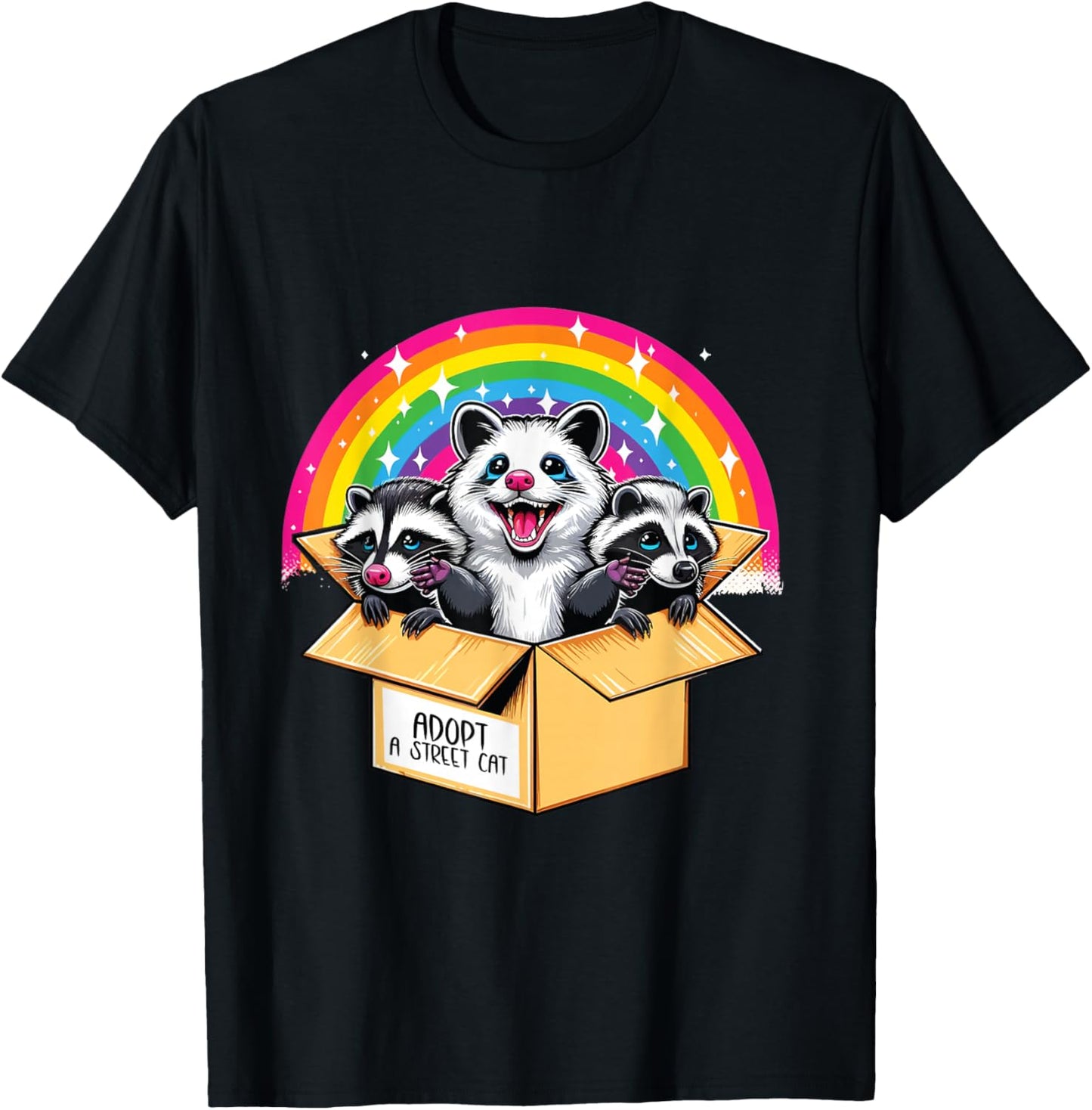 Adopt a Street Cat Shirt Team Trash Raccoon Opossum Skunk Men Women Girls Kids T-Shirt - T-Shirt | Black