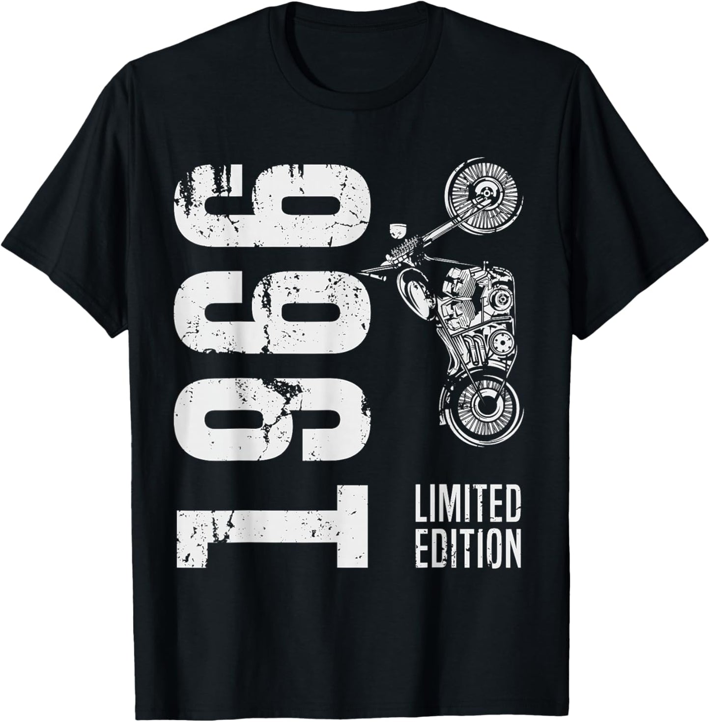 Birthday 60 Years Biker Born in 1966 Vintage Motorcycle Biker T-Shirt - T-Shirt | Black
