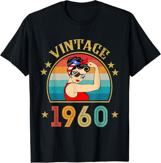 66th Birthday Gift 66 Years Old Retro Vintage 1960 T-Shirt - T-Shirt | Black