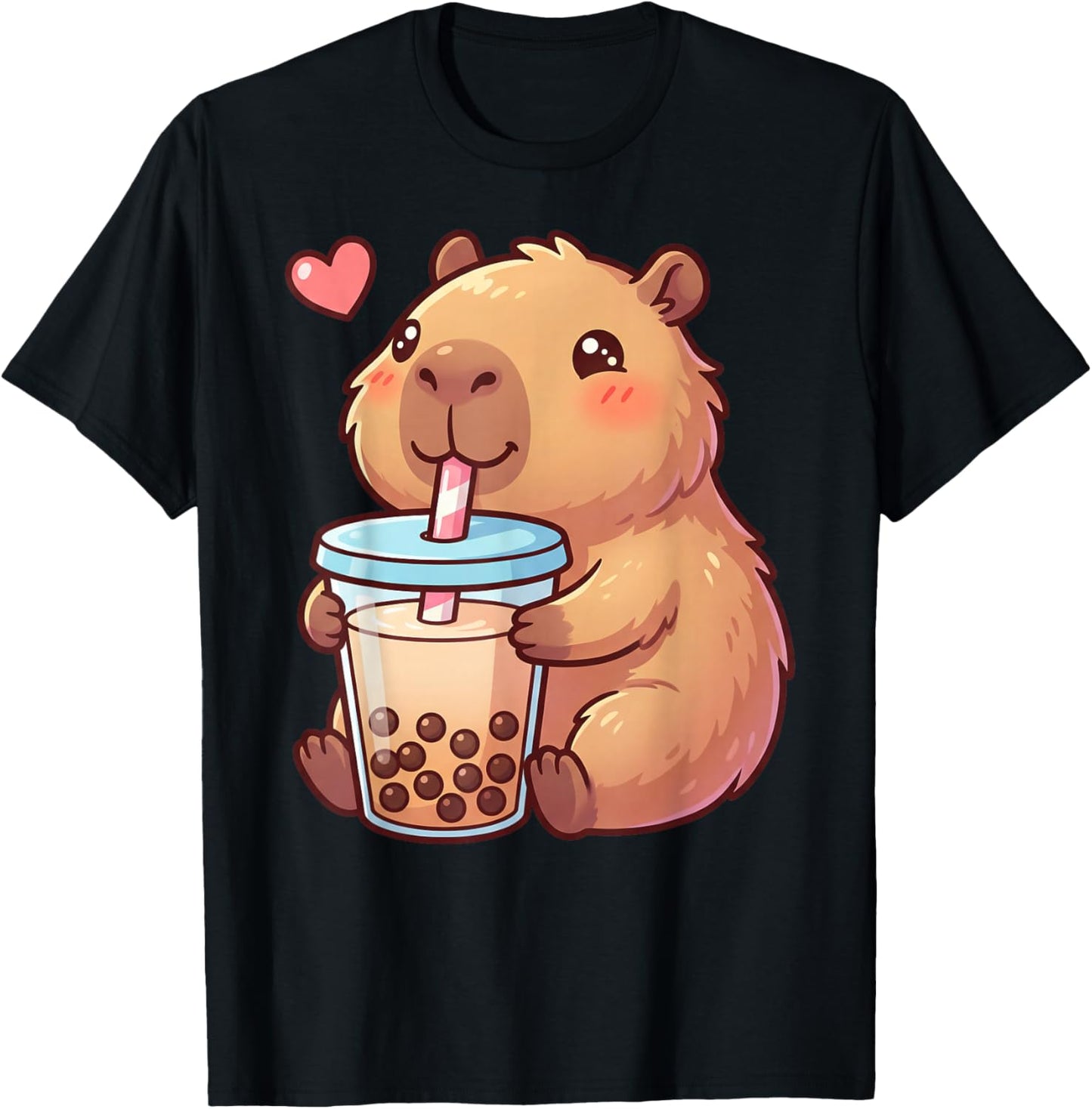 Pyjama Mignon Capybara pour Filles Niña Kids Adolescents Kawaii Anime T-Shirt - T-Shirt | Black