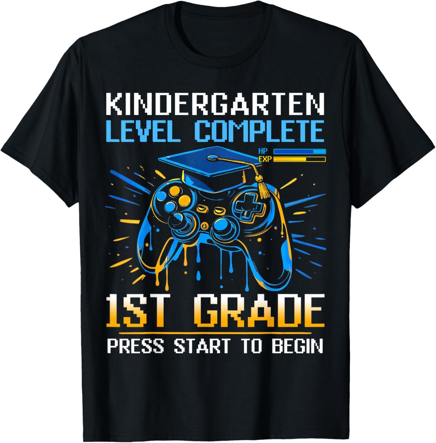 Kindergarten Graduation 1st Grade Unlocked Gamer Boys Kids T-Shirt - T-Shirt | Black