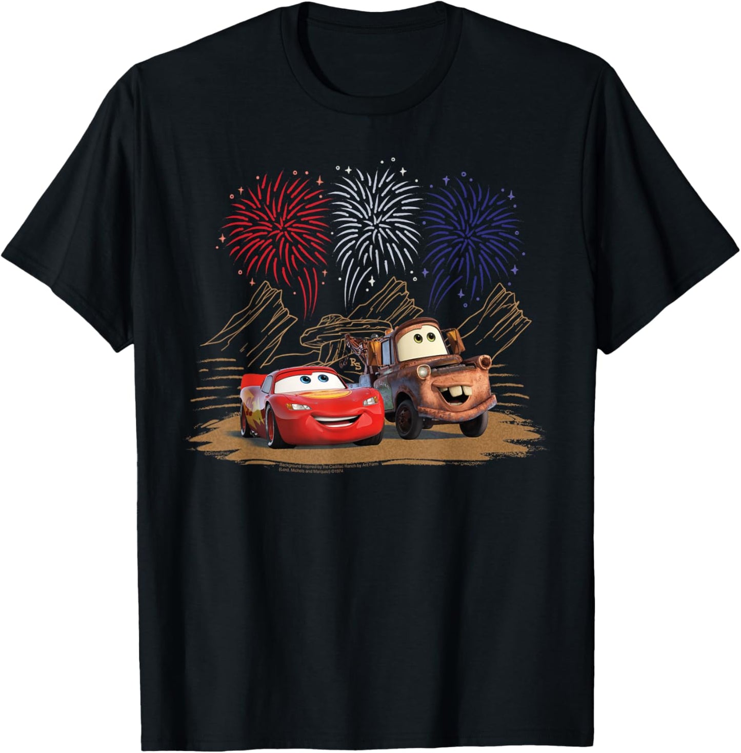 Disney & Pixar's Cars Lightning Mater 4th of July Fireworks T-Shirt - T-Shirt | Black