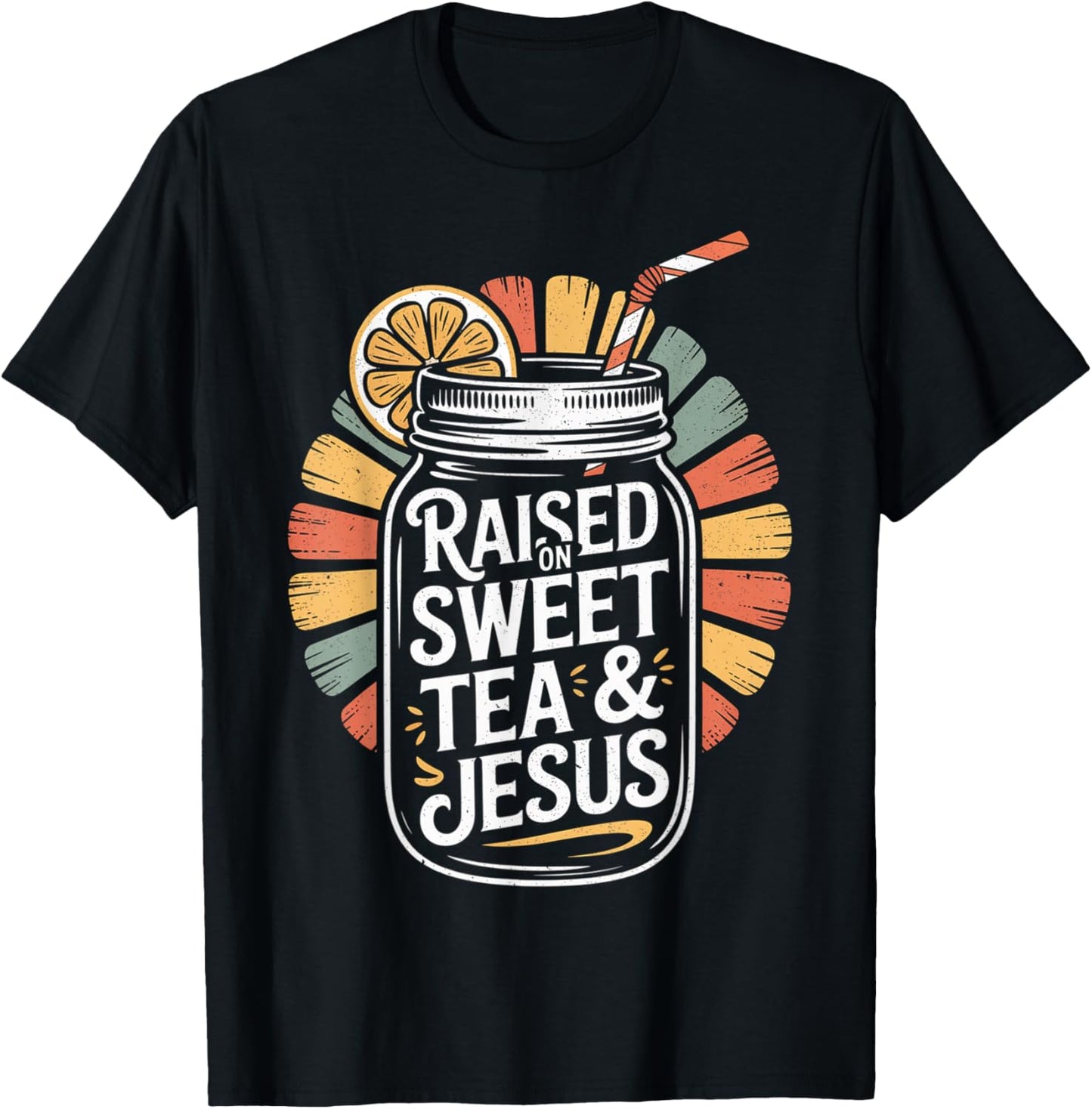 Raised On Sweet Tea & Jesus - Southern Pride Iced Tea T-Shirt - T-Shirt | Black