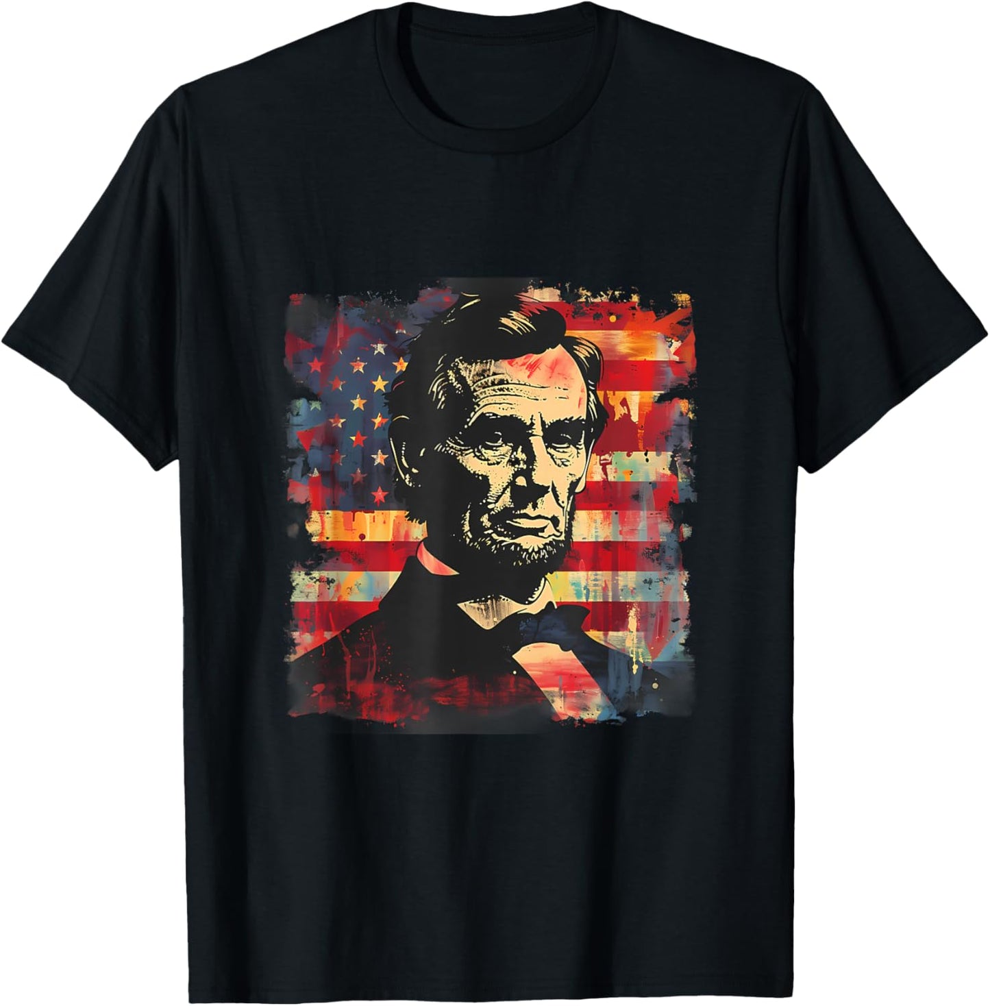 Fourth Of July Abraham Lincoln American Flag Patriotic Kids Men T-Shirt - T-Shirt | Black
