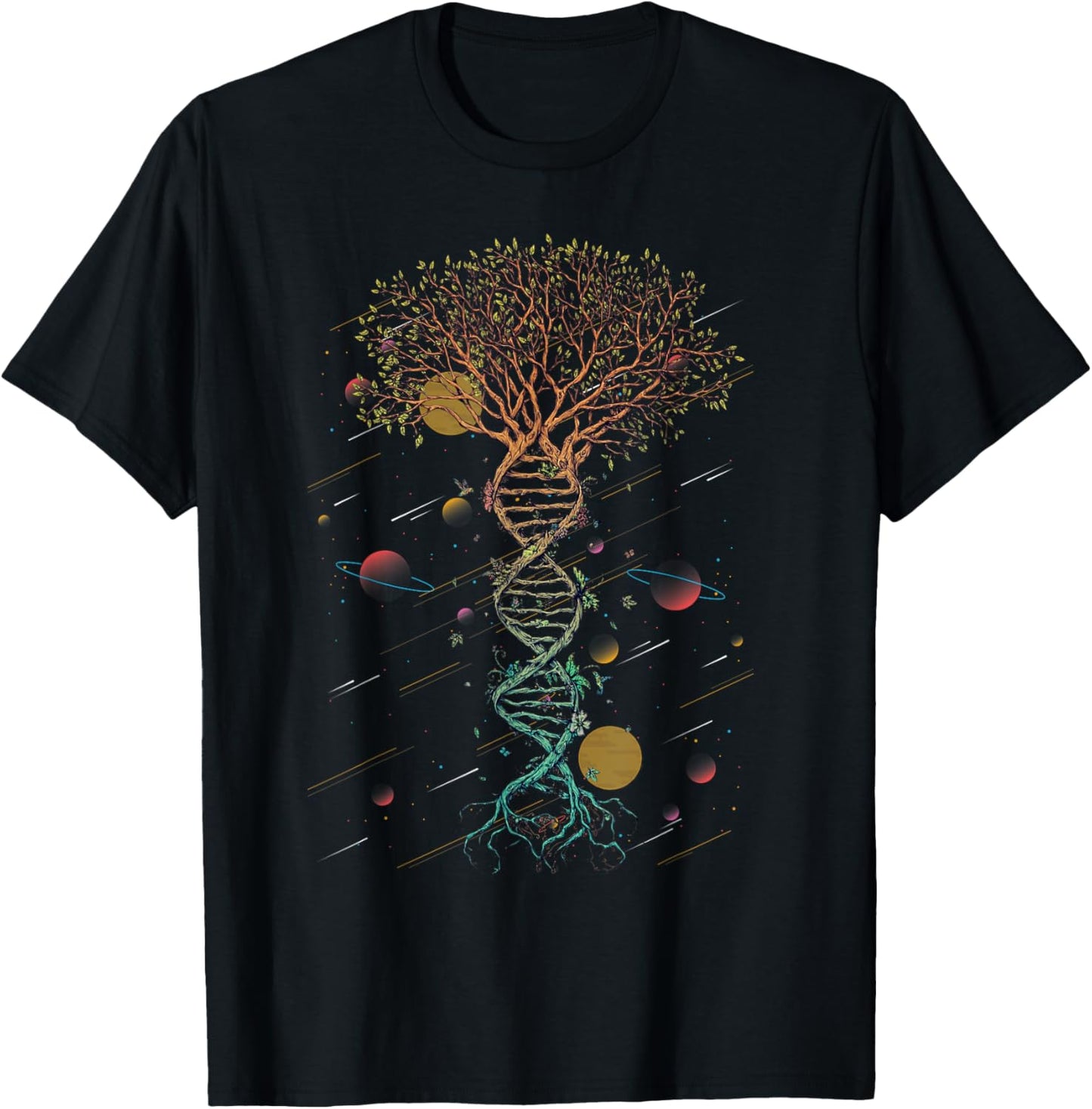 DNA Tree Life Biology Environment Science Genetics Earth Day T-Shirt - T-Shirt | Black