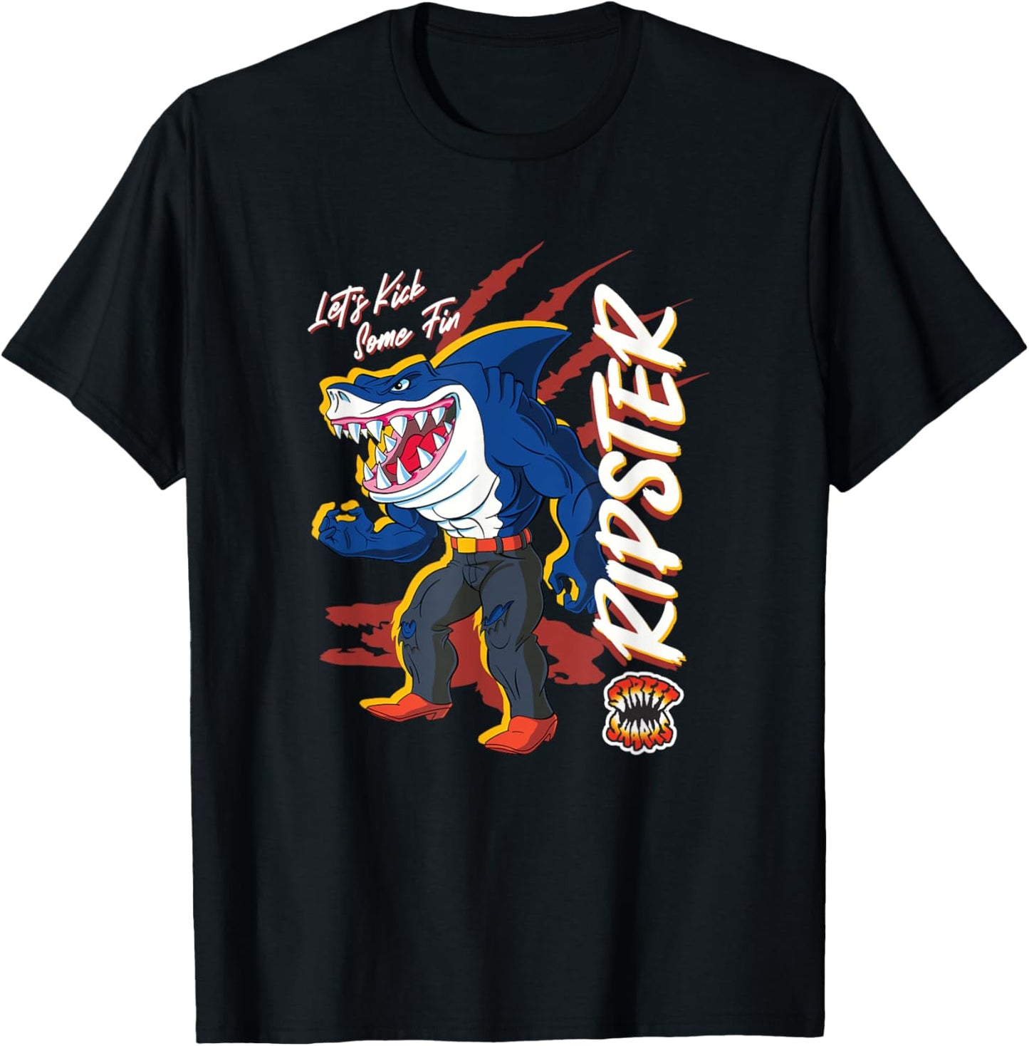 Street Sharks - Ripster Let's Kick Some Fin T-Shirt - T-Shirt | Black