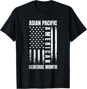 Asian Pacific American Heritage Month US Flag AAPI Men Women T-Shirt - T-Shirt | Black
