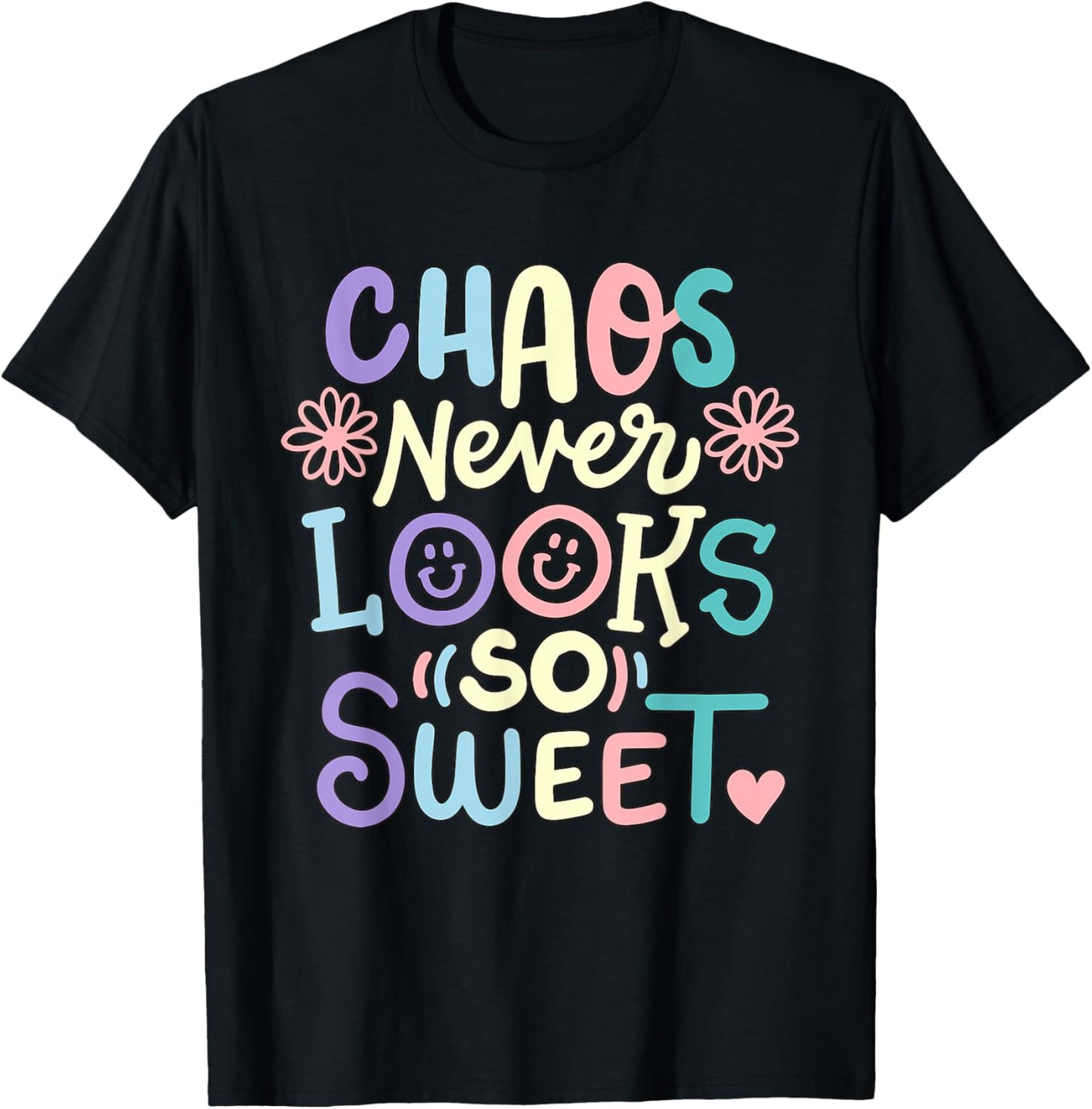 Retro Funny Toddler Boys Girls Chaos Never Looks So Sweet T-Shirt - T-Shirt | Black