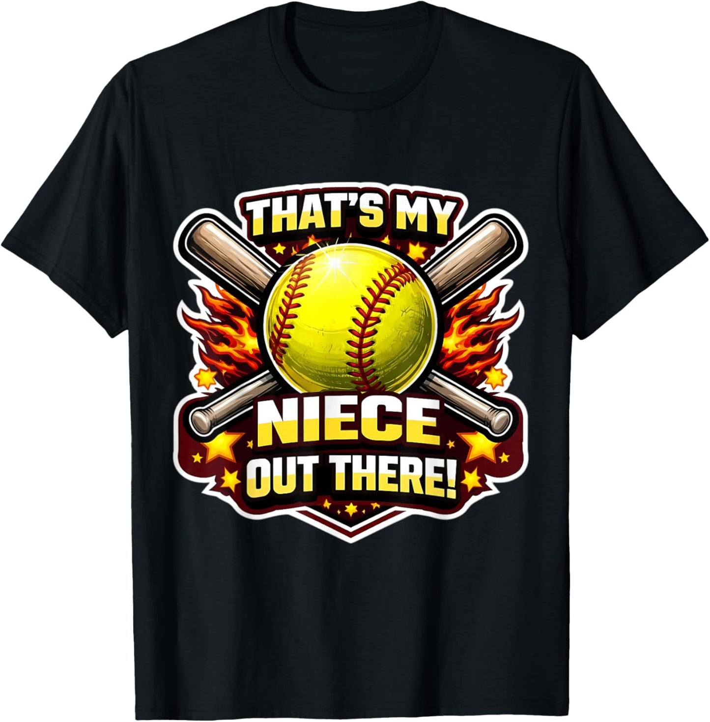 That's My Niece Out There Proud Softball Uncle Aunt Player T-Shirt - T-Shirt | Black