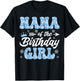 Nana of The Birthday Girl Snowflakes Winter Christmas T-Shirt - T-Shirt | Black