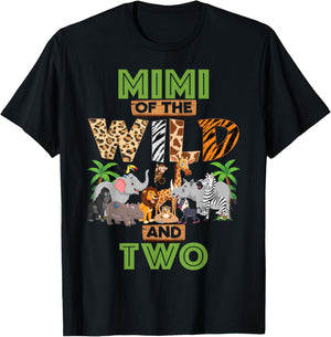 2nd Birthday Zoo Safari Jungle Mimi Of The Wild and Two T-Shirt - T-Shirt | Black