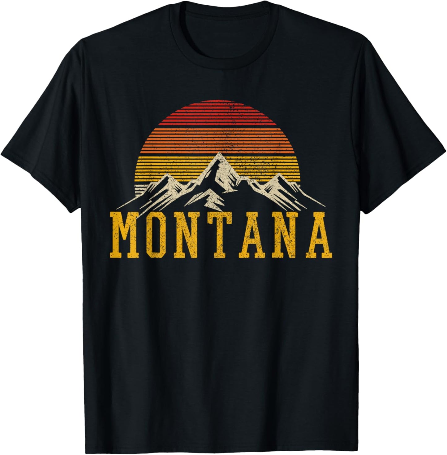 Montana Vintage Mountains Nature Cadeau de randonnée T-Shirt - T-Shirt | Black