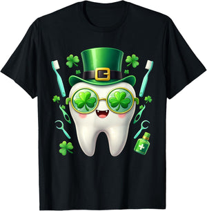 Lucky Dentist Shamrock St Patricks Day Dental Men Women Kids T-Shirt - T-Shirt | Black