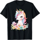 Baby Unicorn with Flowers Cute Lil Unicorns Horse Daughter T-Shirt - T-Shirt | Black