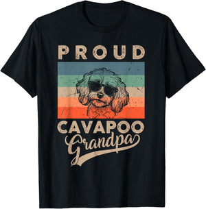 Vintage Proud Cavapoo Dog Grandpa Dog Owner Father's Day Women Kids T-Shirt - T-Shirt | Black