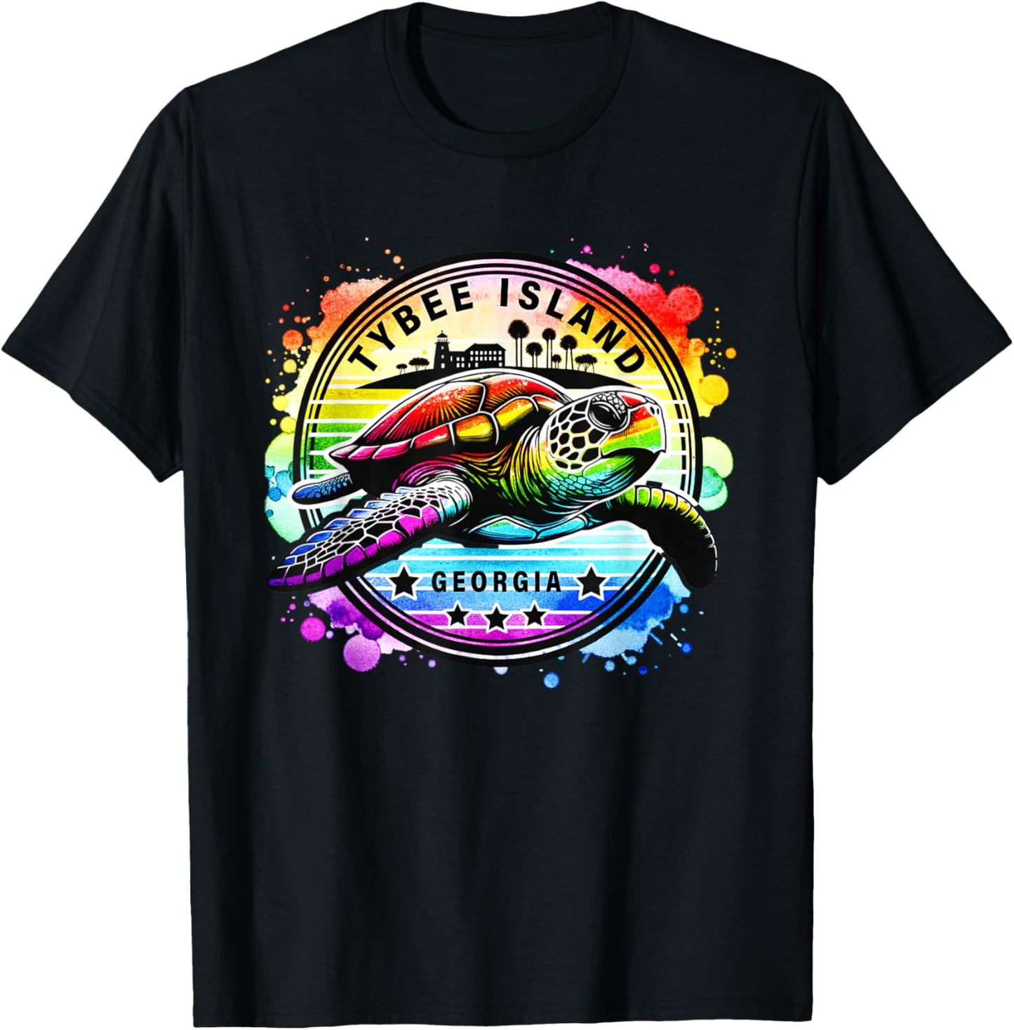 Tybee Island Georgia Sea Turtle GA T-Shirt - T-Shirt | Black