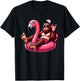 Bigfoot Chilling on Pink Flamingo Pool Float Beach Vacation T-Shirt - T-Shirt | Black