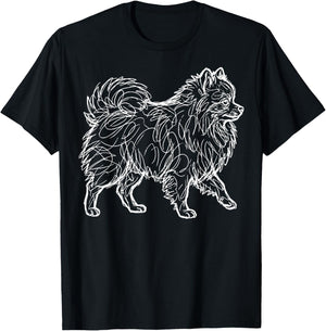 Pomeranian Line Art T-Shirt - T-Shirt | Black