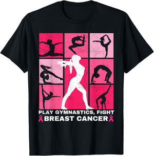 Gymnastics Lovers Breast Cancer Awareness For Gymnast Girls T-Shirt - T-Shirt | Black