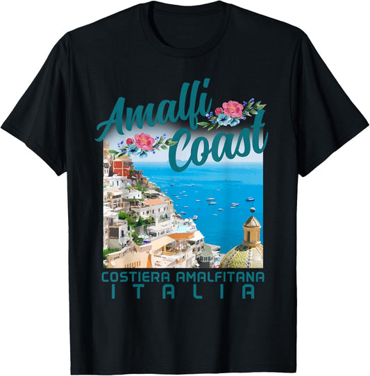Amalfi Coast Italy Italia Vintage Italian Souvenir T-Shirt - T-Shirt | Black