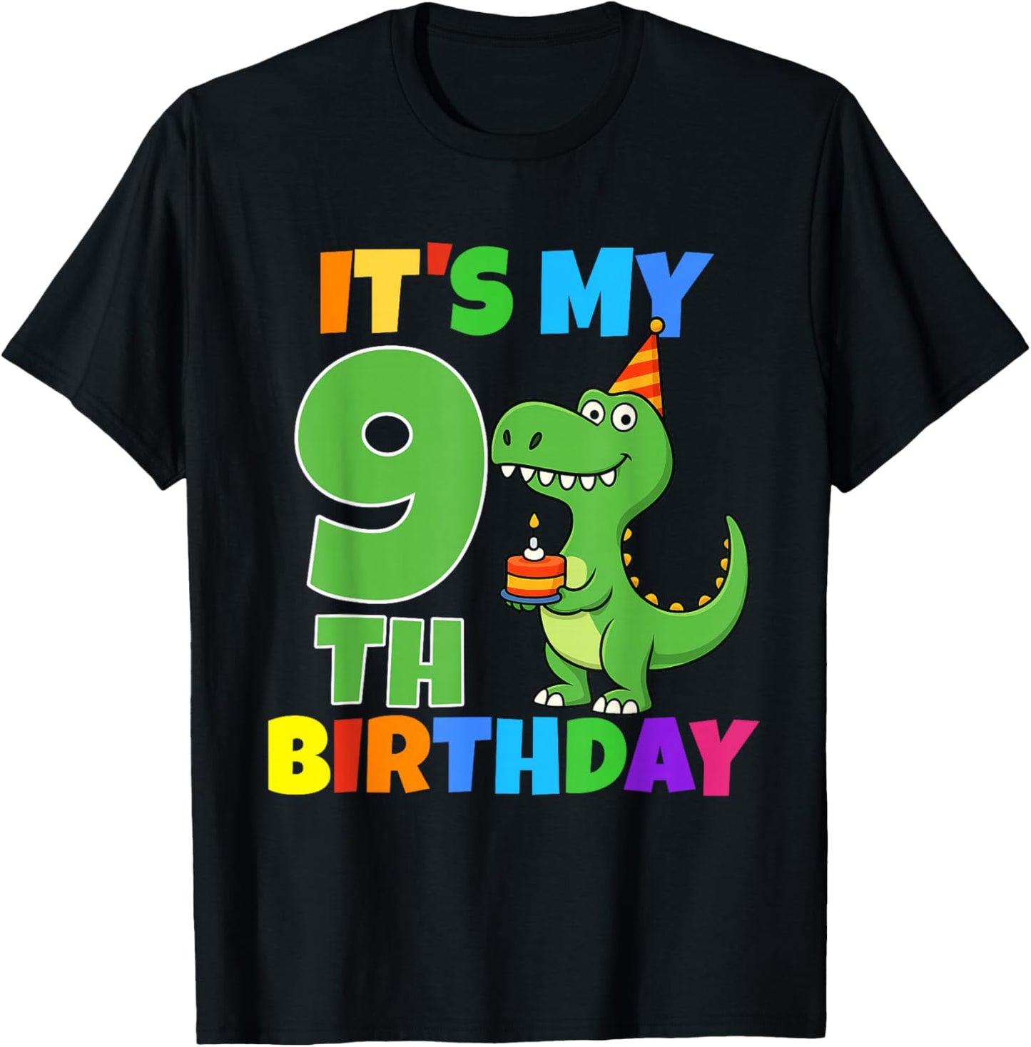 It's My 9th Birthday Dinosaur T-Rex 9 Year Old Boy Funny T-Shirt - T-Shirt | Black