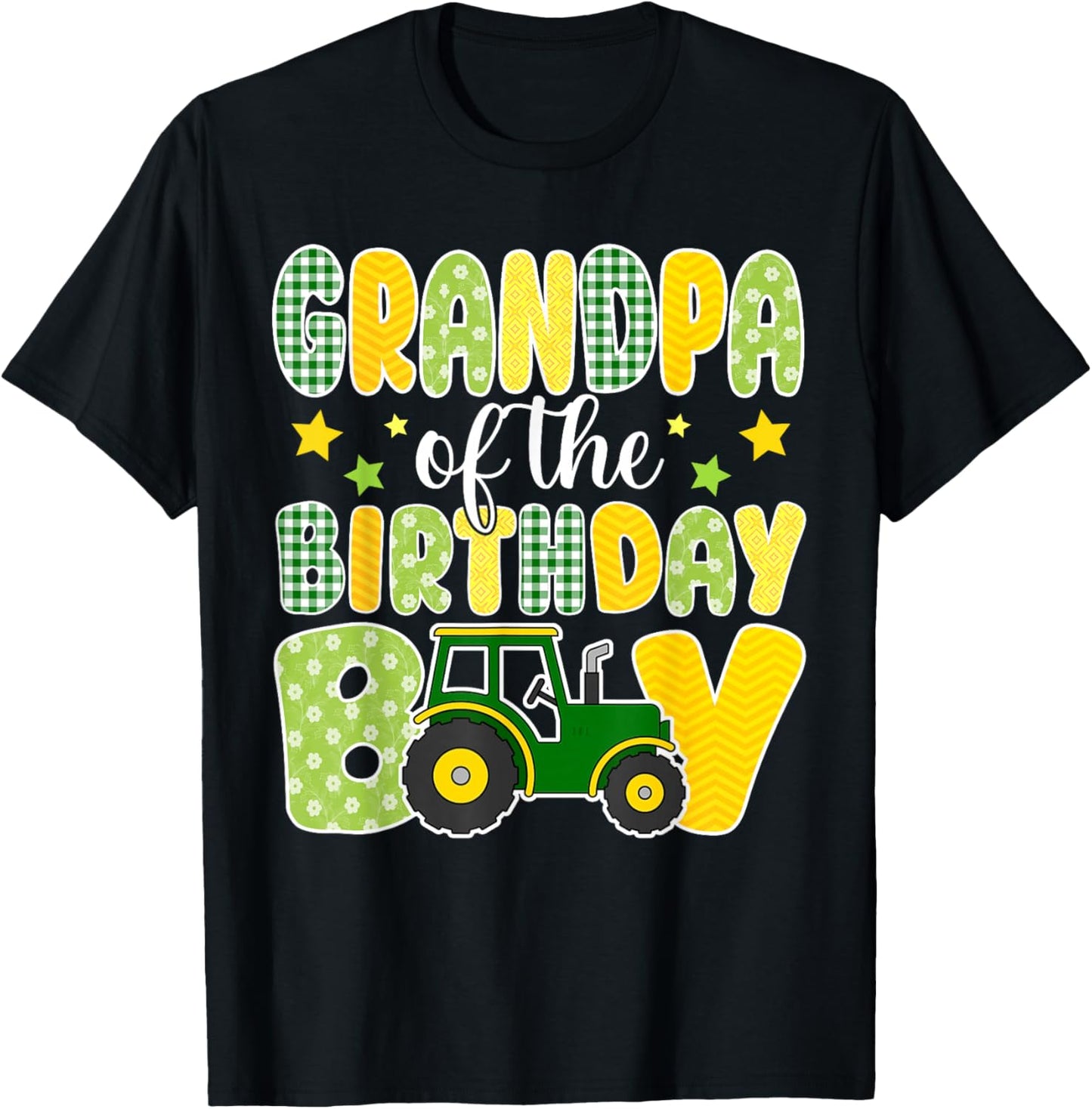 Grandpa of The Birthday Boy Tractors Farm Trucks Family T-Shirt - T-Shirt | Black