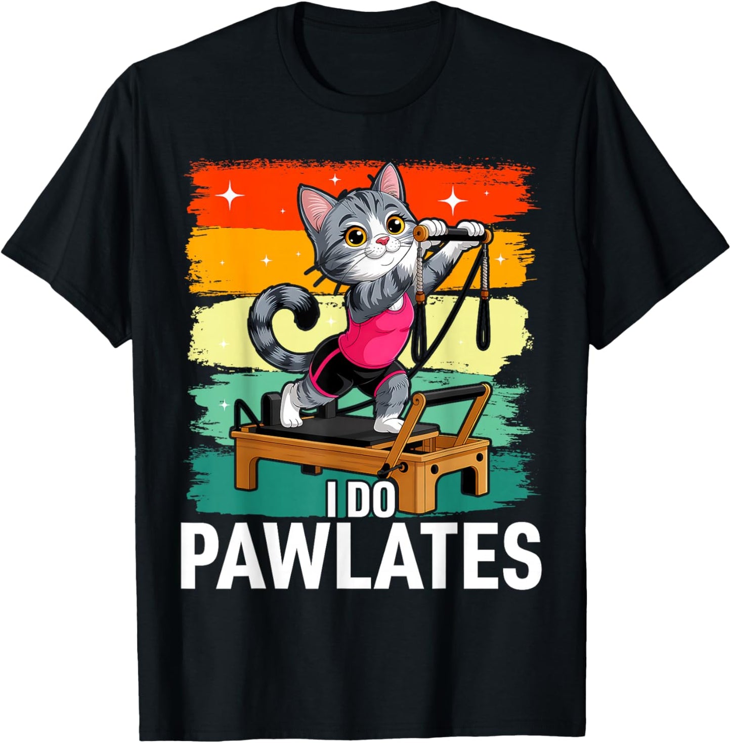 Pilates I Do Pawlates Cat Yoga T-Shirt - T-Shirt | Black