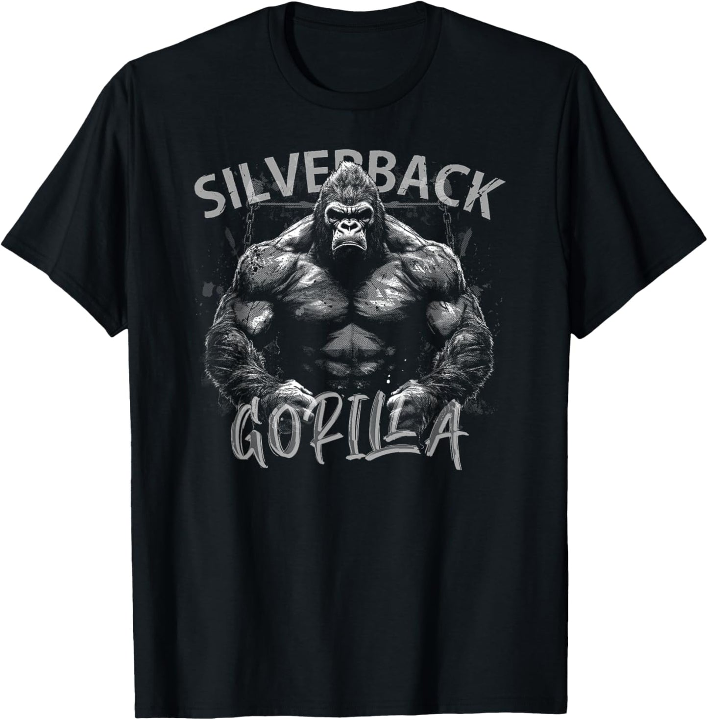 Gorilla Face Monkey Angry Growling Scary Silverback Gorilla T-Shirt - T-Shirt | Black