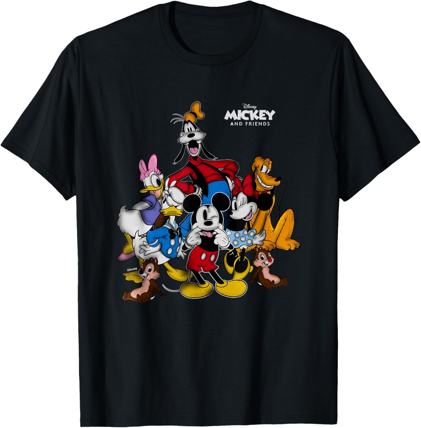 Disney Mickey and Friends Characters Group T-Shirt - T-Shirt | Black