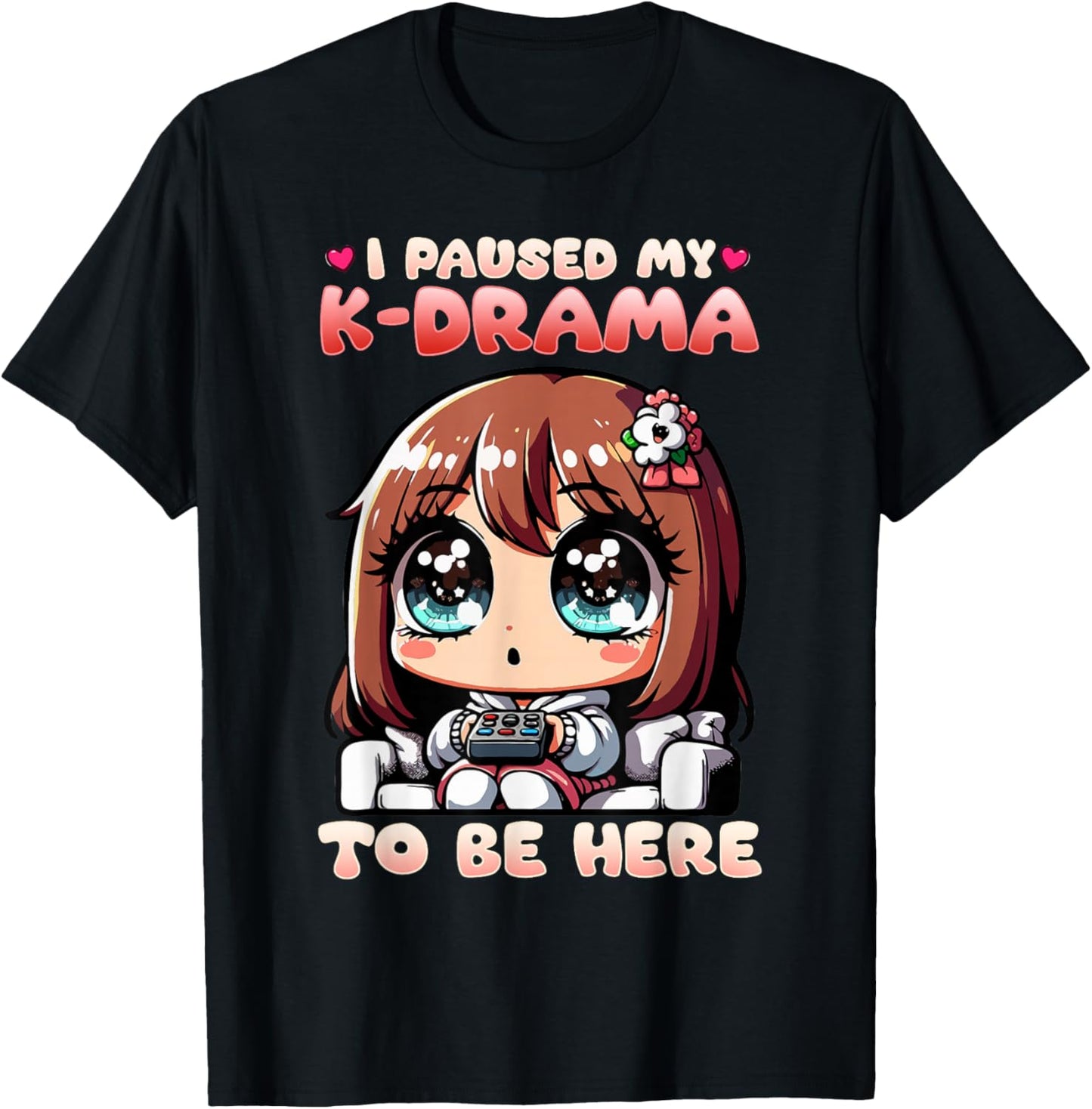 I Paused My K-Drama To Be Here I Finger Heart I Korean Music T-Shirt - T-Shirt | Black