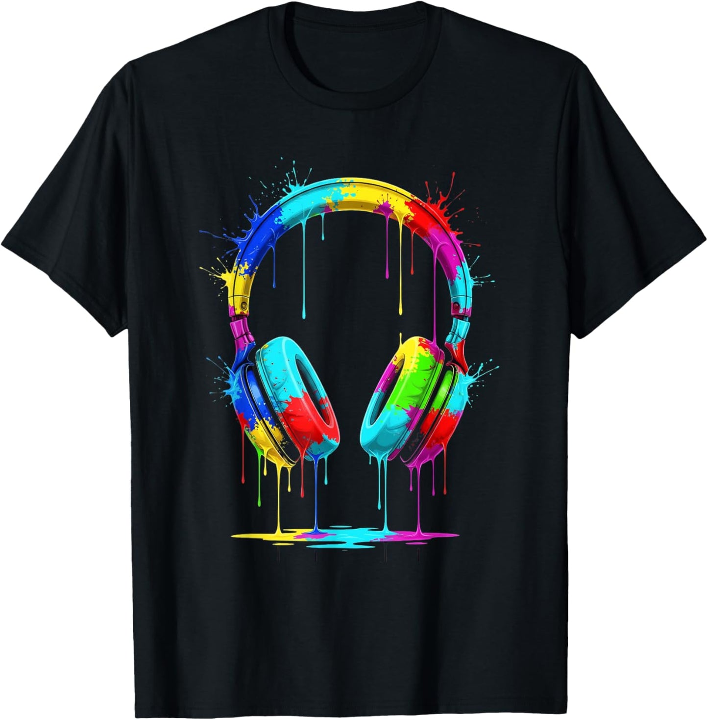 Gamer Headphones Paint Gaming Lover T-Shirt - T-Shirt | Black