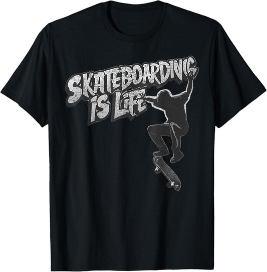 Skateboard Tricks Skateboarding Is Life Graffiti Skateboard T-Shirt - T-Shirt | Black