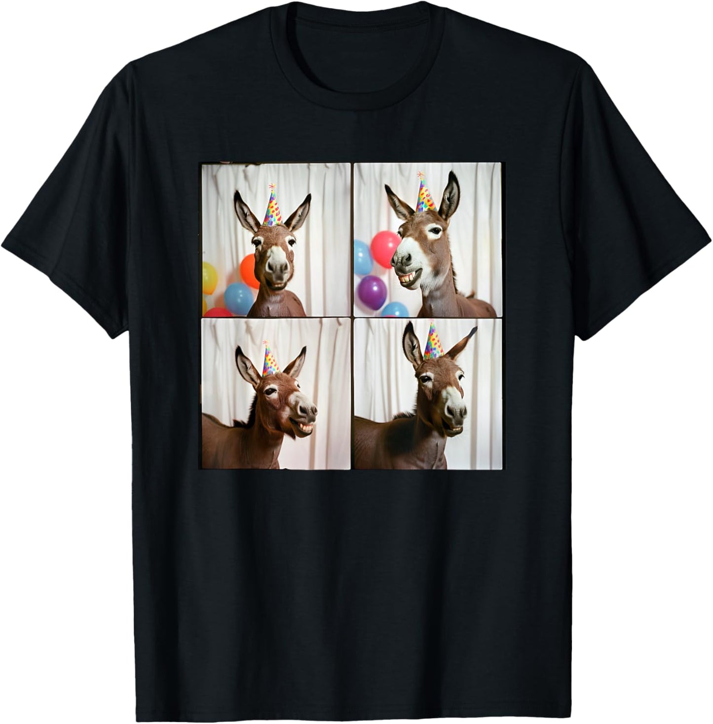Laughing Donkey Face Farmyard Animal Happy Donkey Birthday T-Shirt - T-Shirt | Black