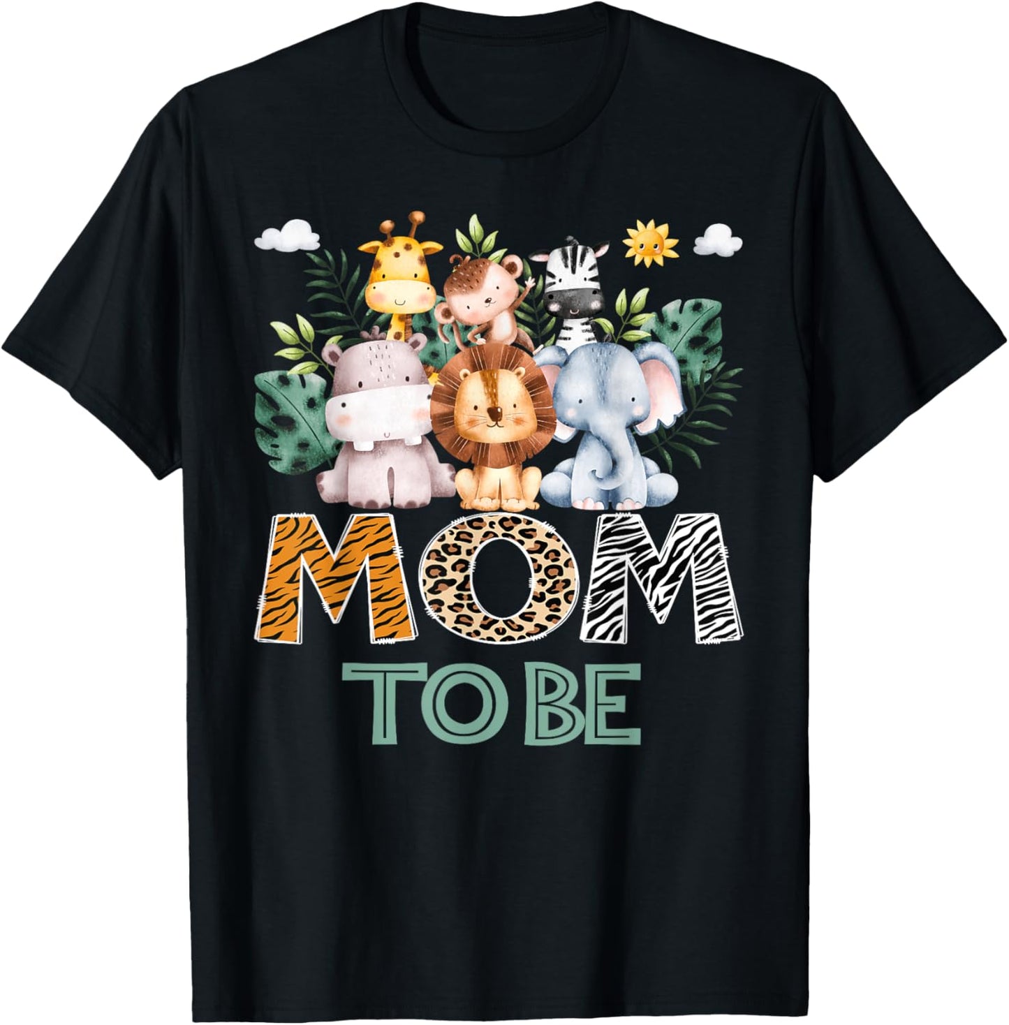 Soon To Be Mom Jungle Animal Safari Gender Reveal T-Shirt - T-Shirt | Black