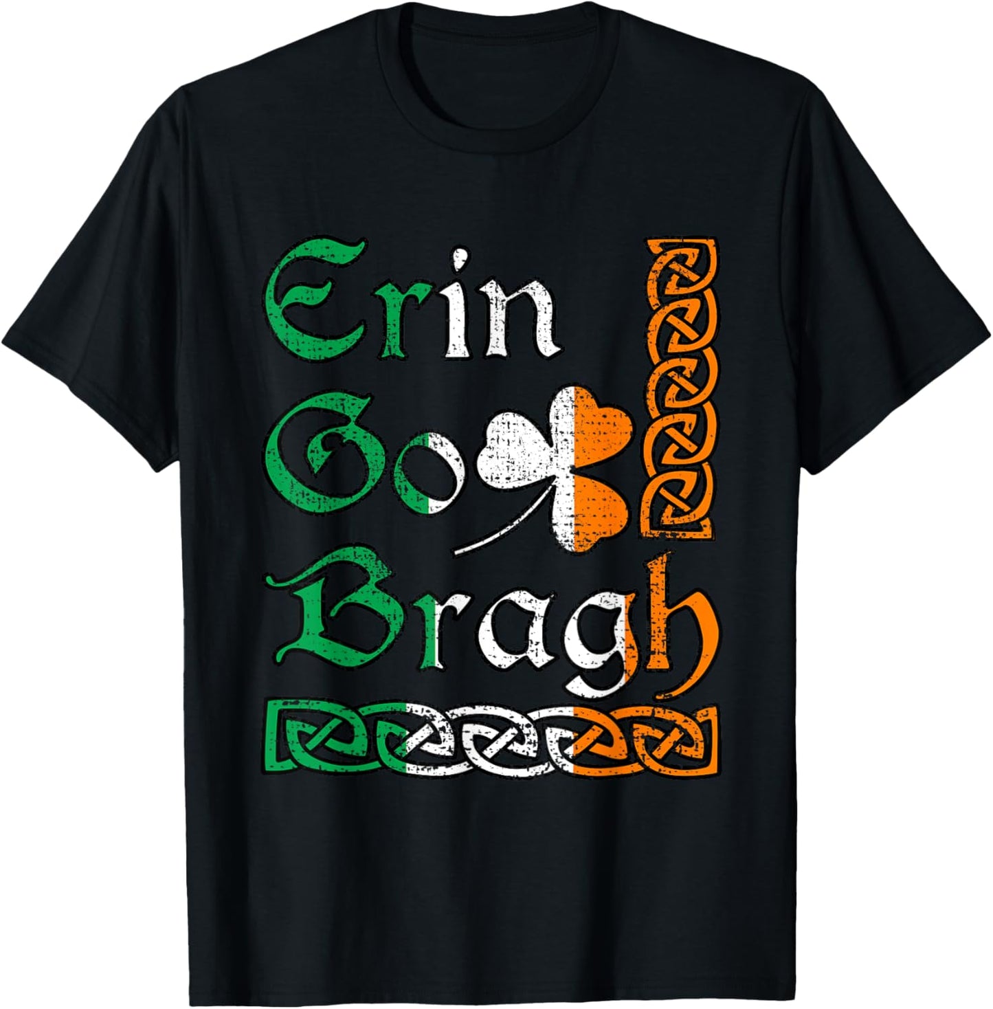 Erin Go Bragh Irish Pride Celtic Shamrock Design T-Shirt - T-Shirt | Black
