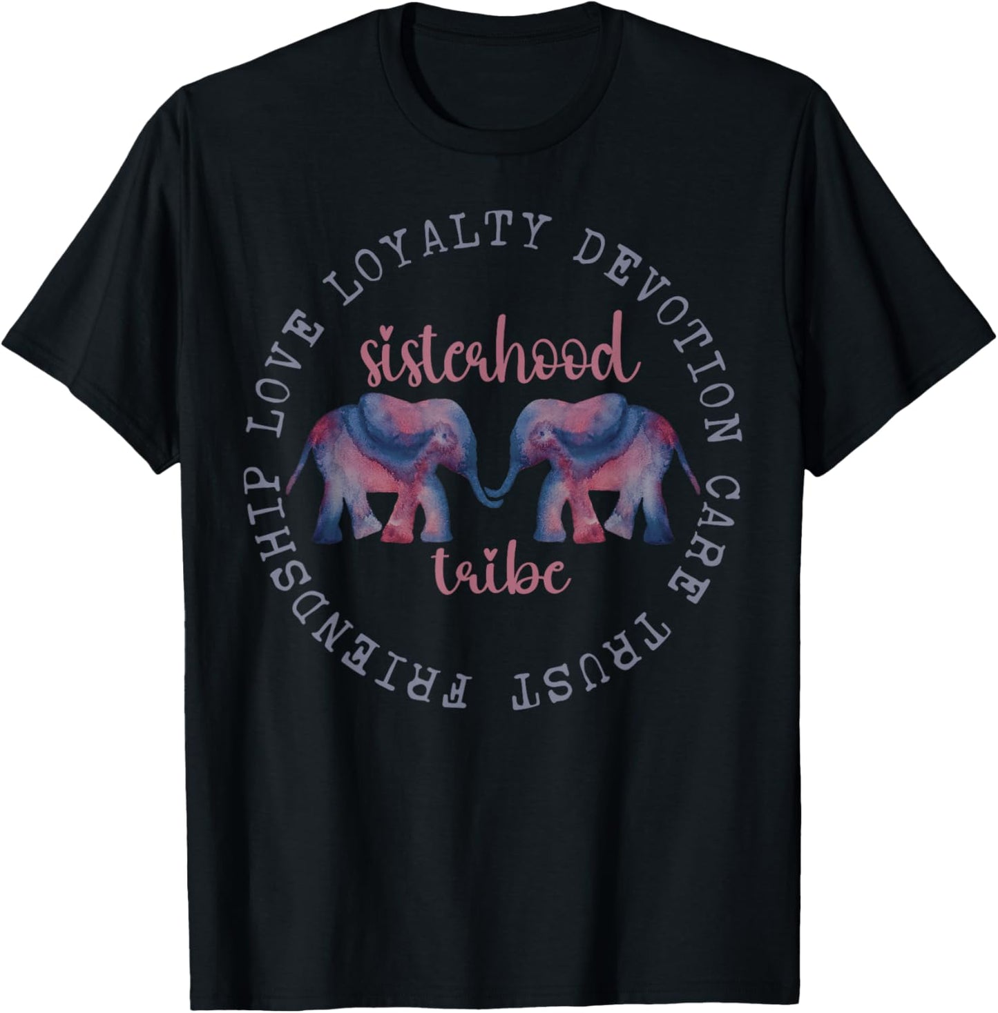 Elephant Friendship Sisterhood Tribe Squad Crew Friend Group T-Shirt - T-Shirt | Black