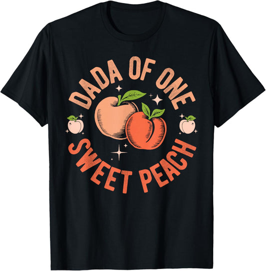 Dada Dad First Birthday One Sweet Peach Bday Family Matching T-Shirt - T-Shirt | Black