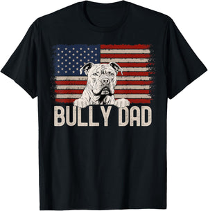 Best Dog Dad Ever American Flag - Bully Dad T-Shirt - T-Shirt | Black