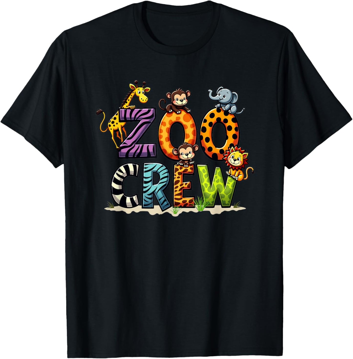 Zoo Crew Animals Kids Birthday Jungle Safari Party T-Shirt - T-Shirt | Black
