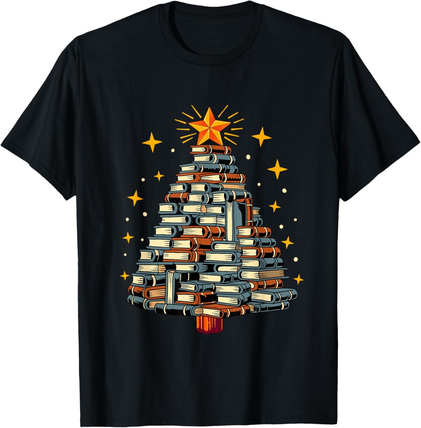 Christmas Tree Books T-Shirt - T-Shirt | Black