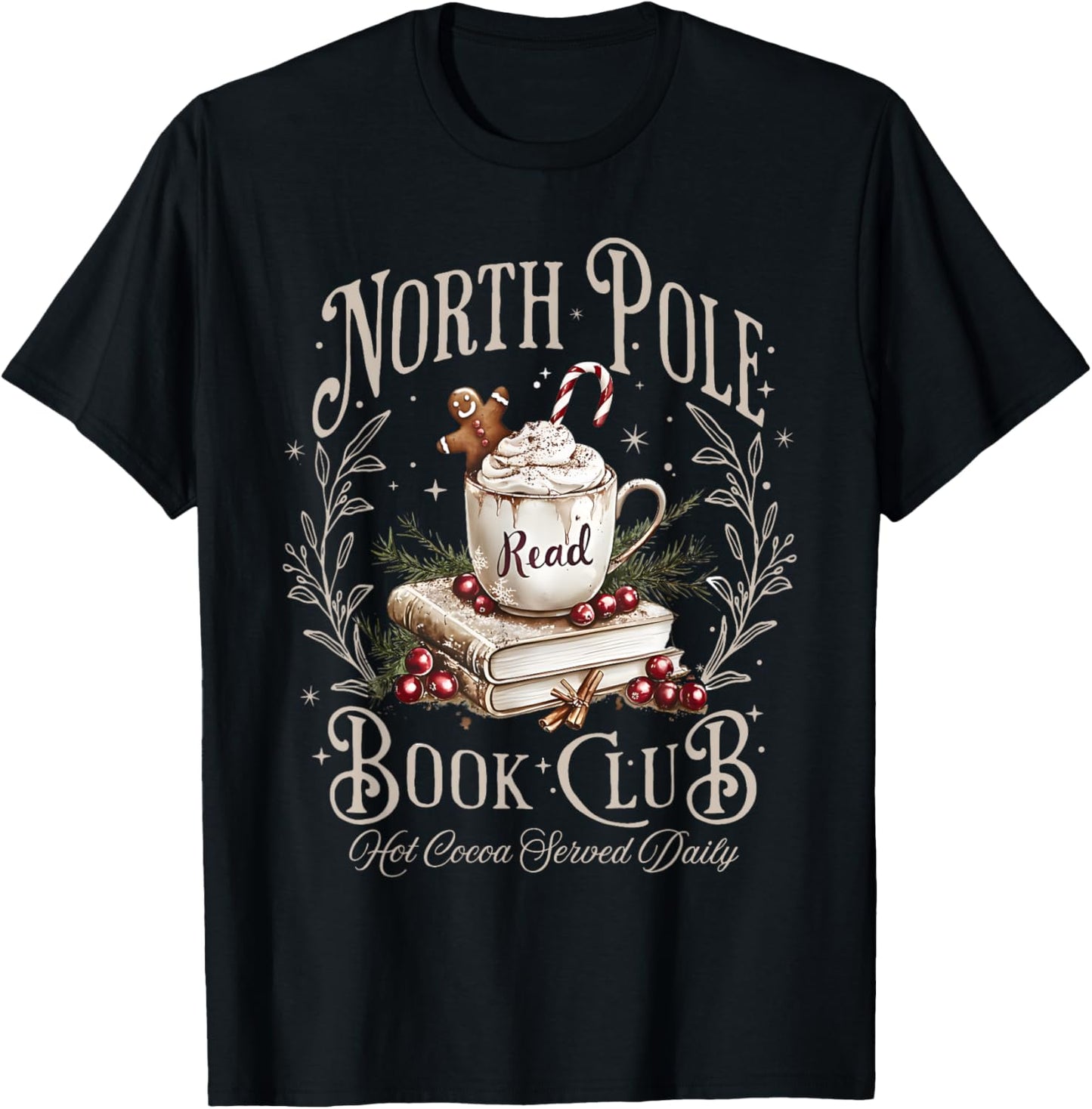 All Booked for Christmas Coquette Xmas Book Club Book Lovers T-Shirt - T-Shirt | Black