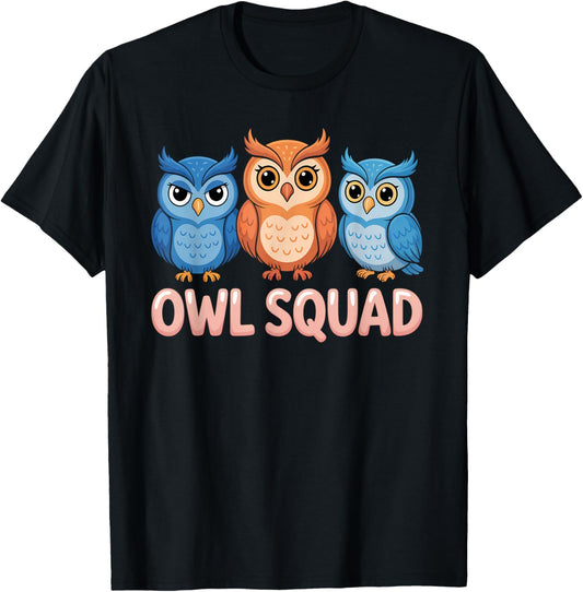 Owl Squad for Owl Lover Shirt | Cool Owl Boys Girls Kids T-Shirt - T-Shirt | Black