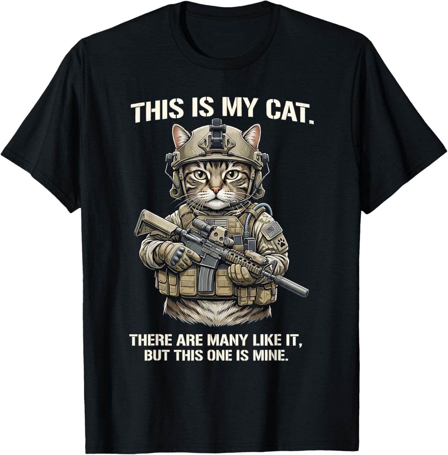 Funny Military Feline Soldier Creed T-Shirt - T-Shirt | Black